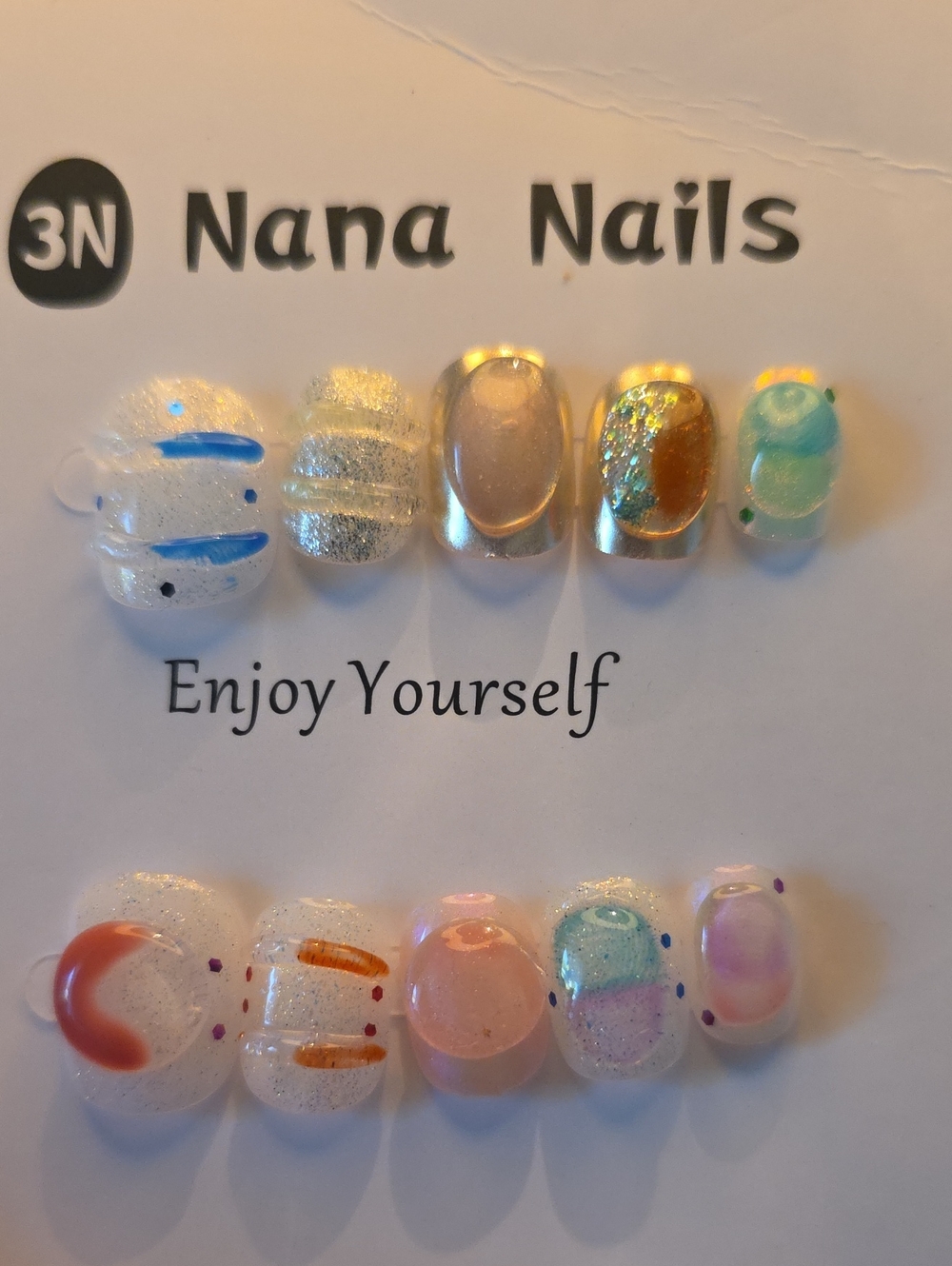 Blue & Pink Decorative Press-On Nails